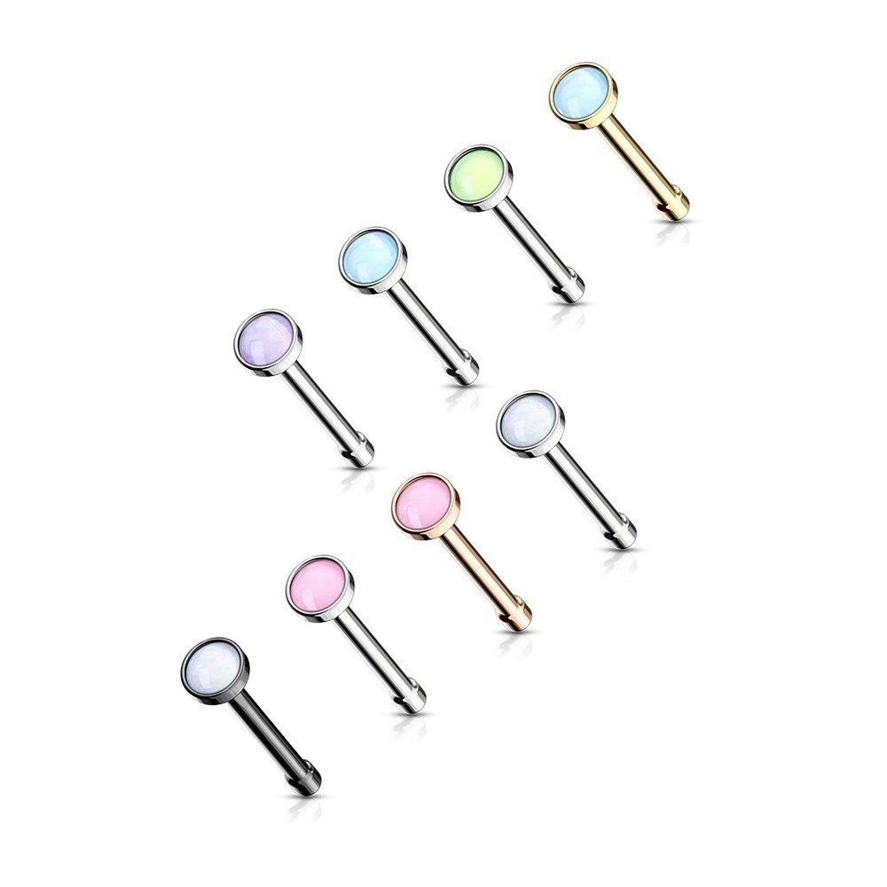 Bundle of 4 Illuminating Stone Set 316L Surgical Steel Nose Stud Rings